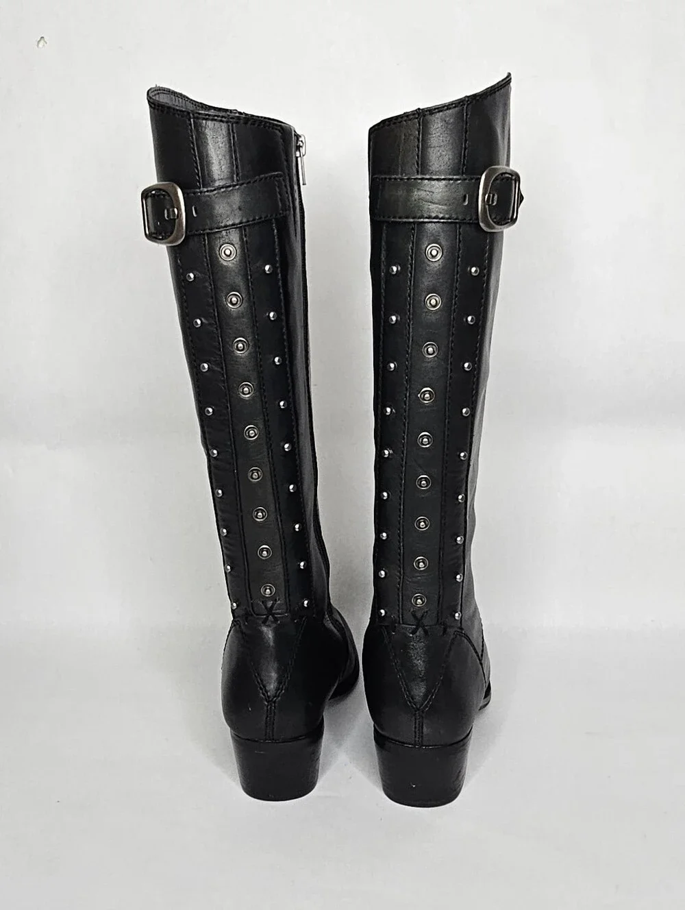Arturo Chiang Studded leather Black Heel Boots 8